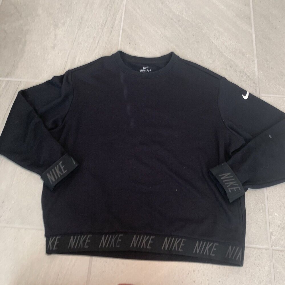 Nike Black Sweater Womens Large Long Sleeve Workout Ladies Crewneck